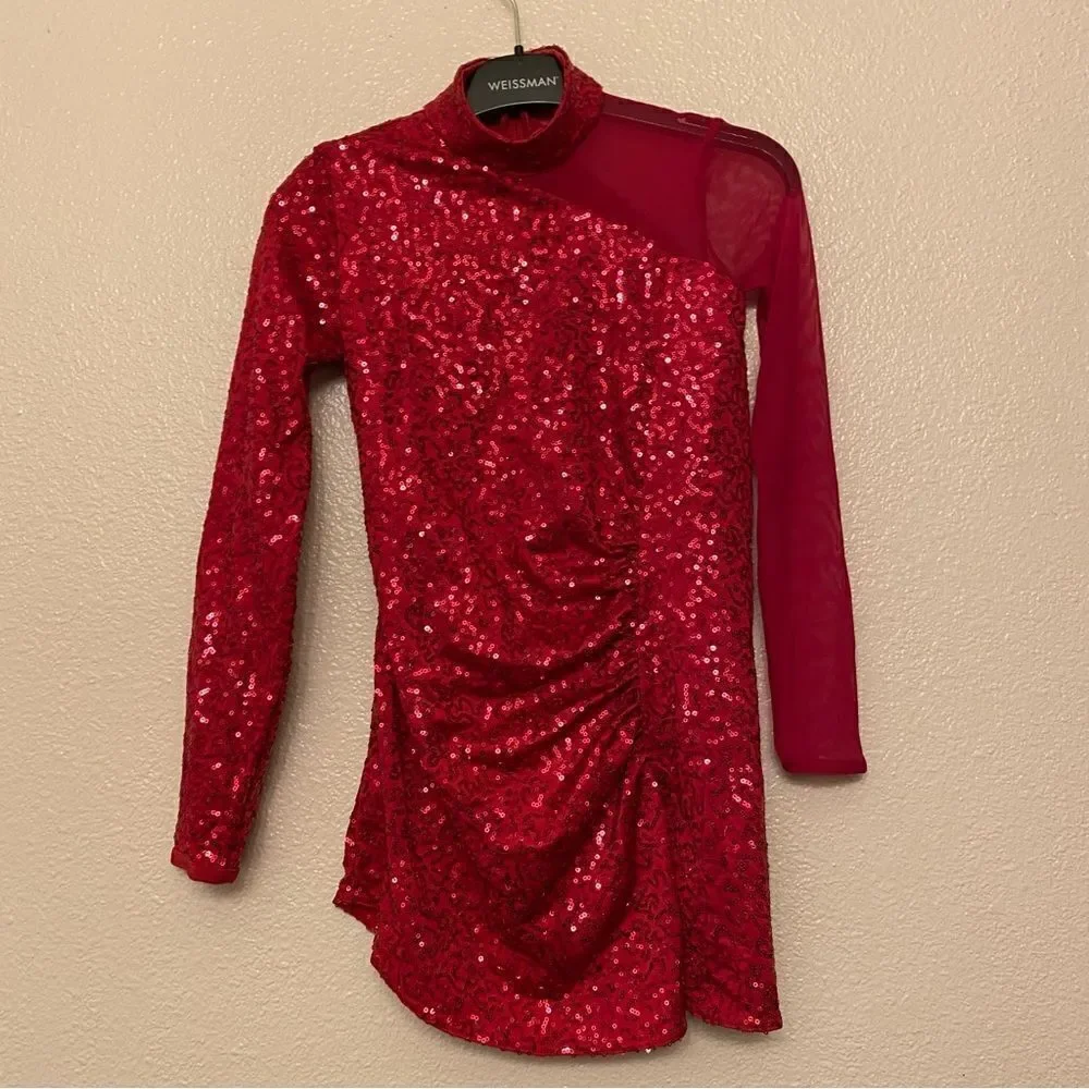 Weissman Dance dress red sequin costume Me Against The Music 12192 Child MC